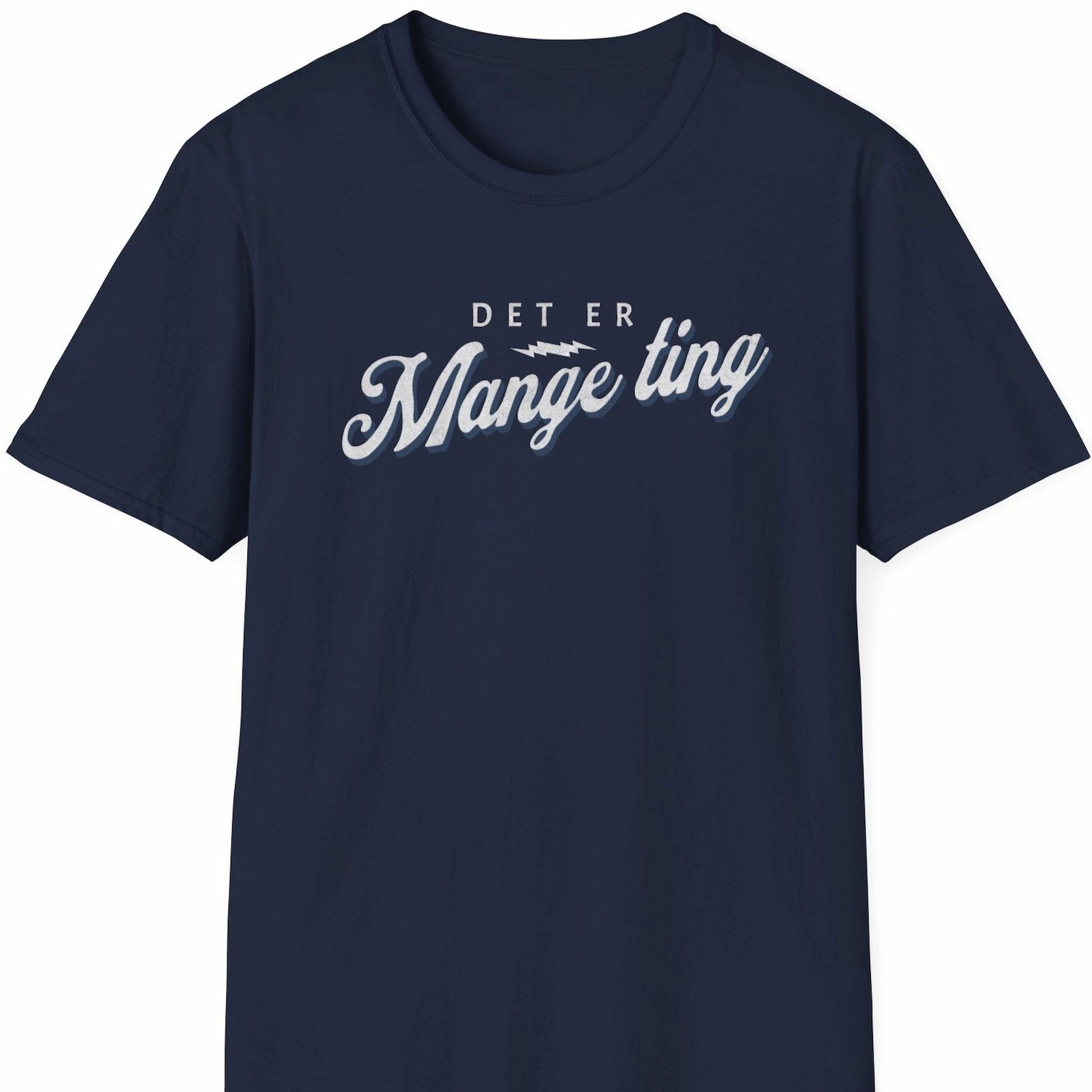 Blå t-skjorte med teksten "Det er mange ting"