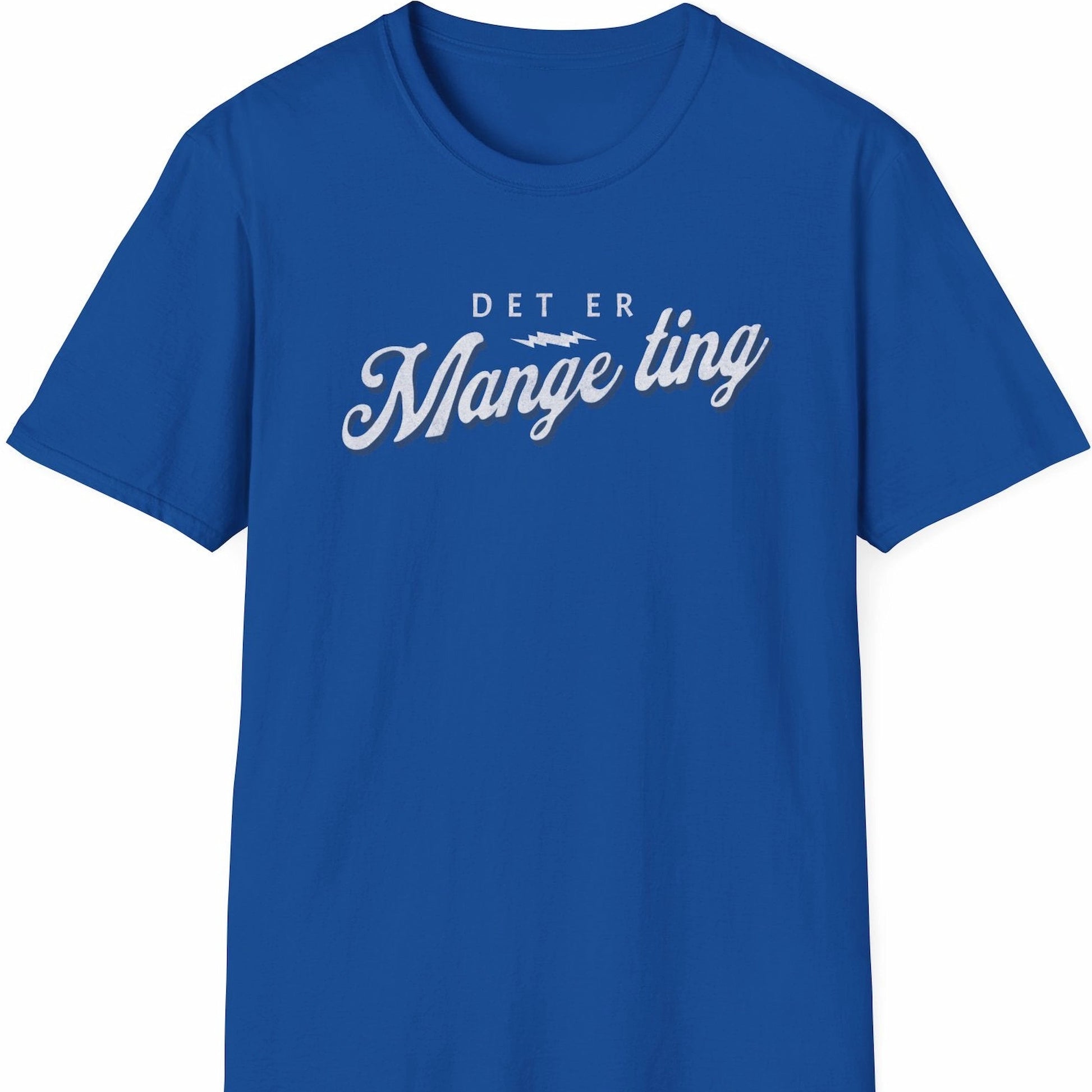 Kongeblå t-skjorte med teksten "Det er mange ting"