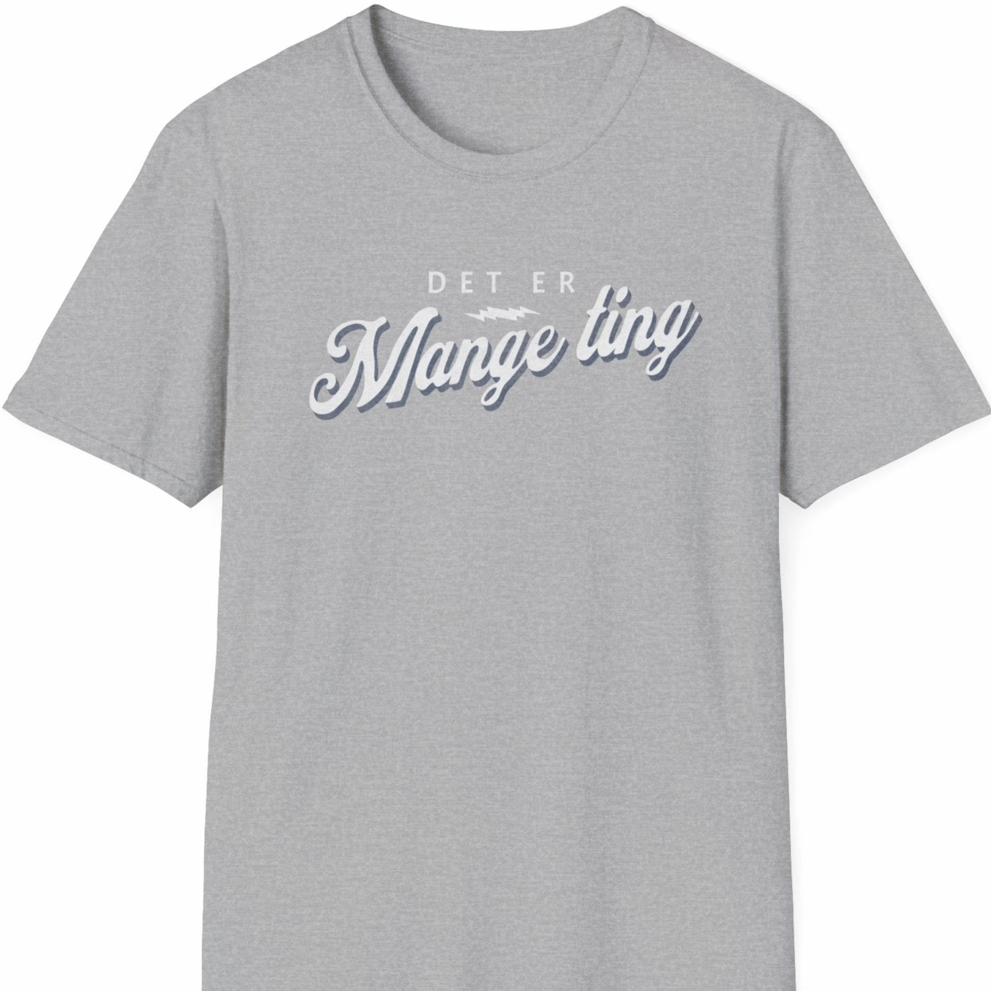 Lys grå t-skjorte med teksten "Det er mange ting"