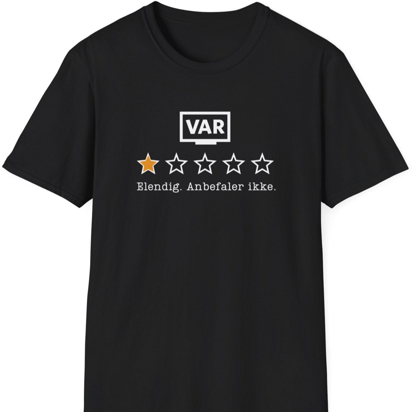 Svart t-skjorte med vurdering av VAR: en stjerne