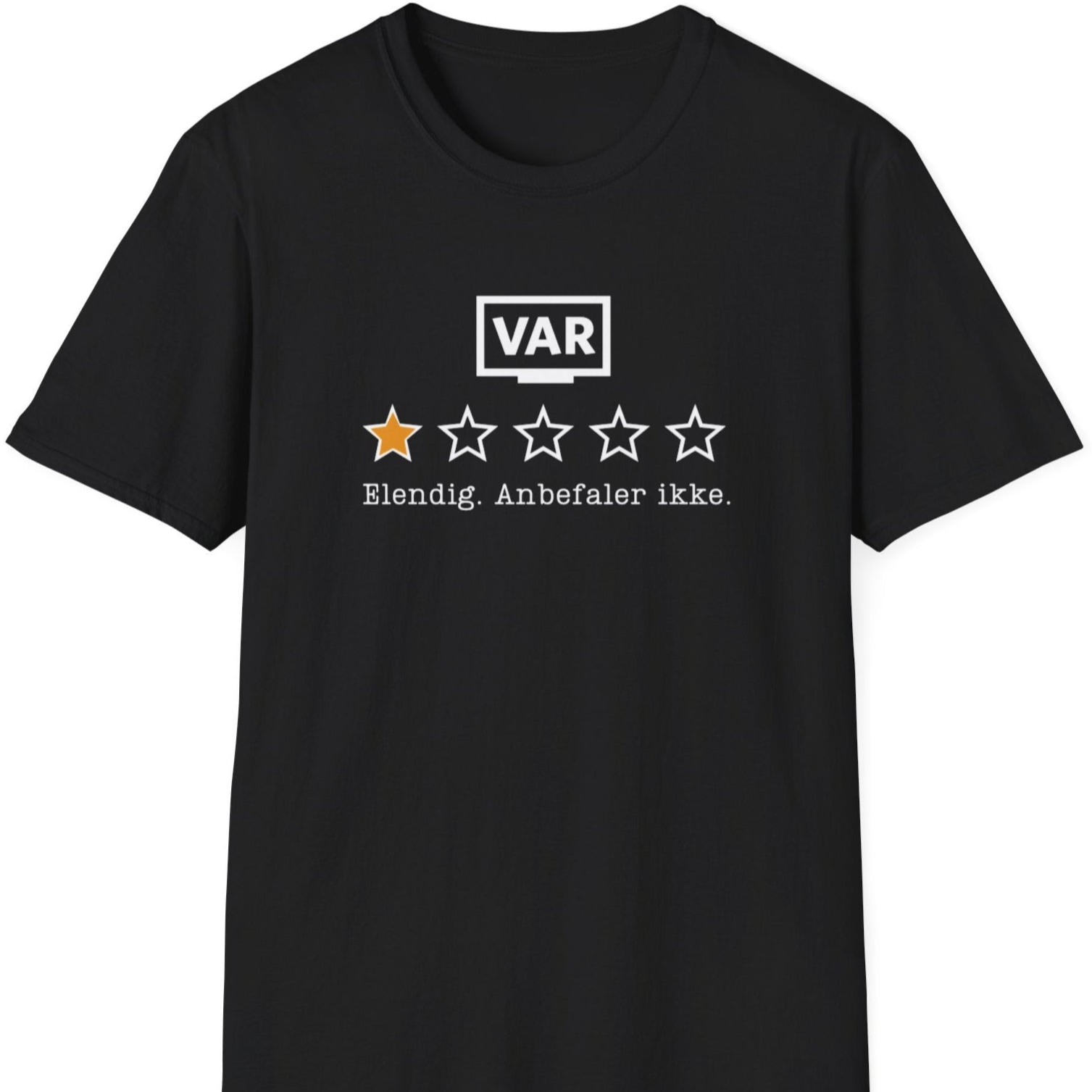 Svart t-skjorte med vurdering av VAR: en stjerne