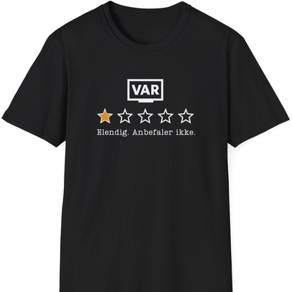 Svart t-skjorte med vurdering av VAR: en stjerne