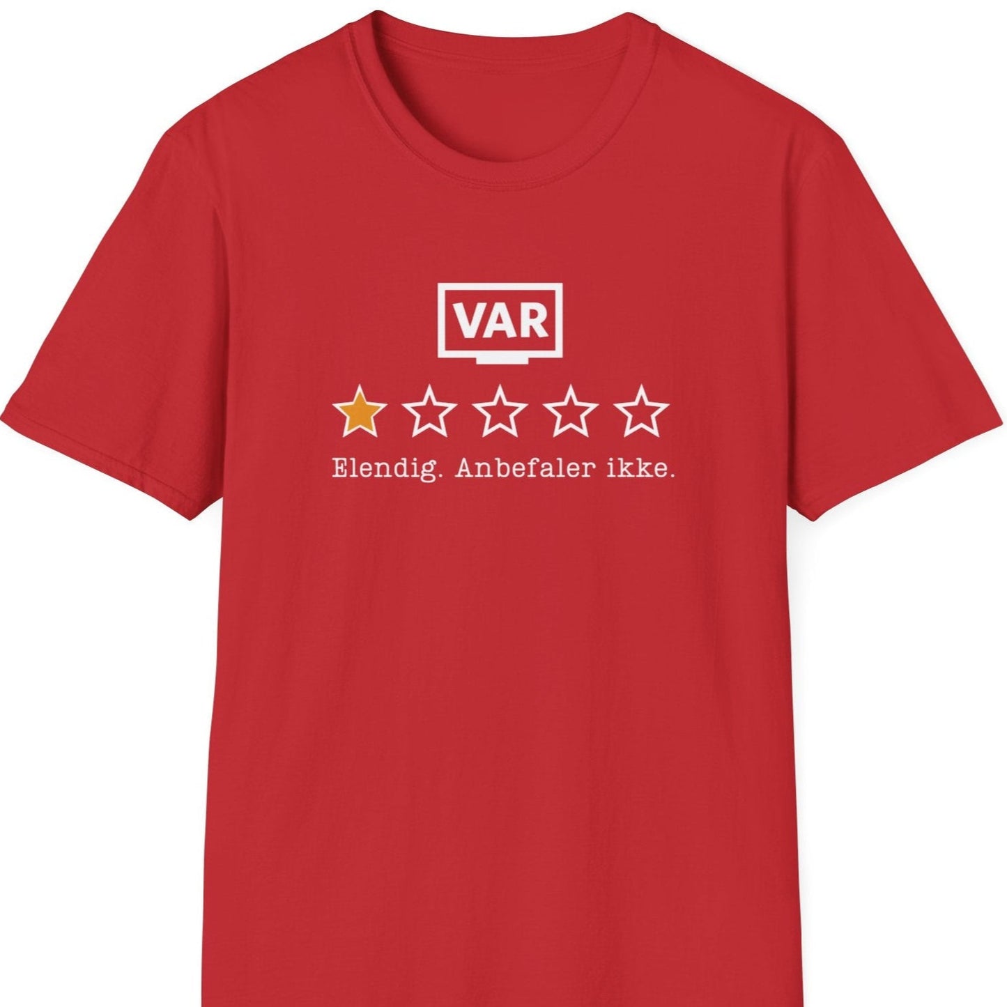 Rød t-skjorte med vurdering av VAR: en stjerne