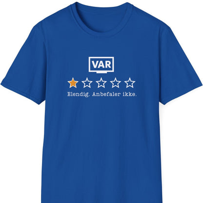 Blå t-skjorte med vurdering av VAR: en stjerne