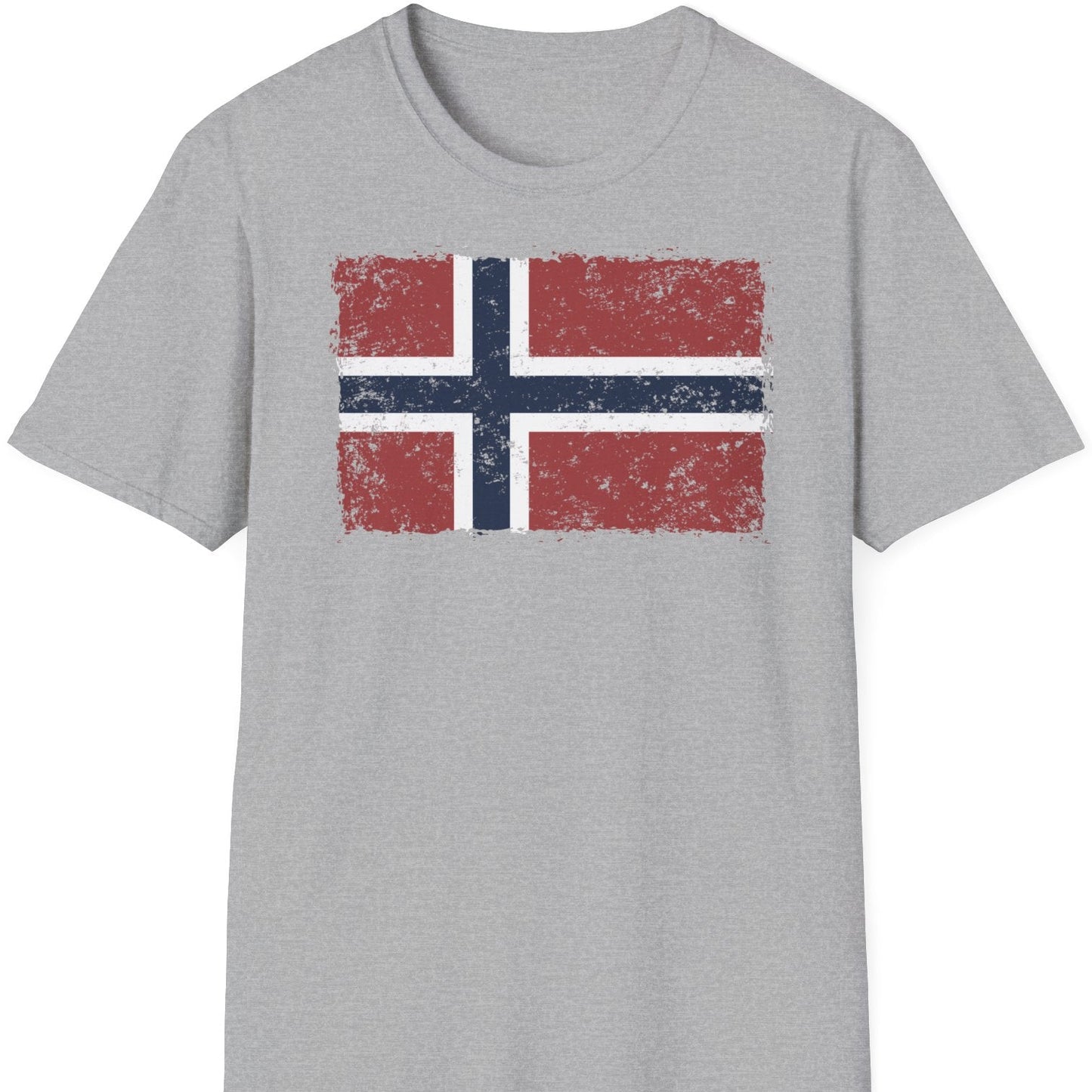 Grå t-skjorte med vintage norsk flagg