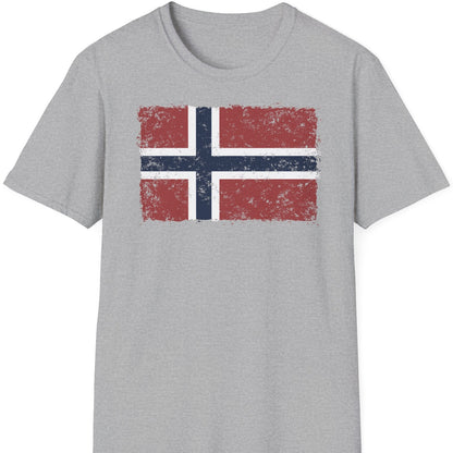 Grå t-skjorte med vintage norsk flagg