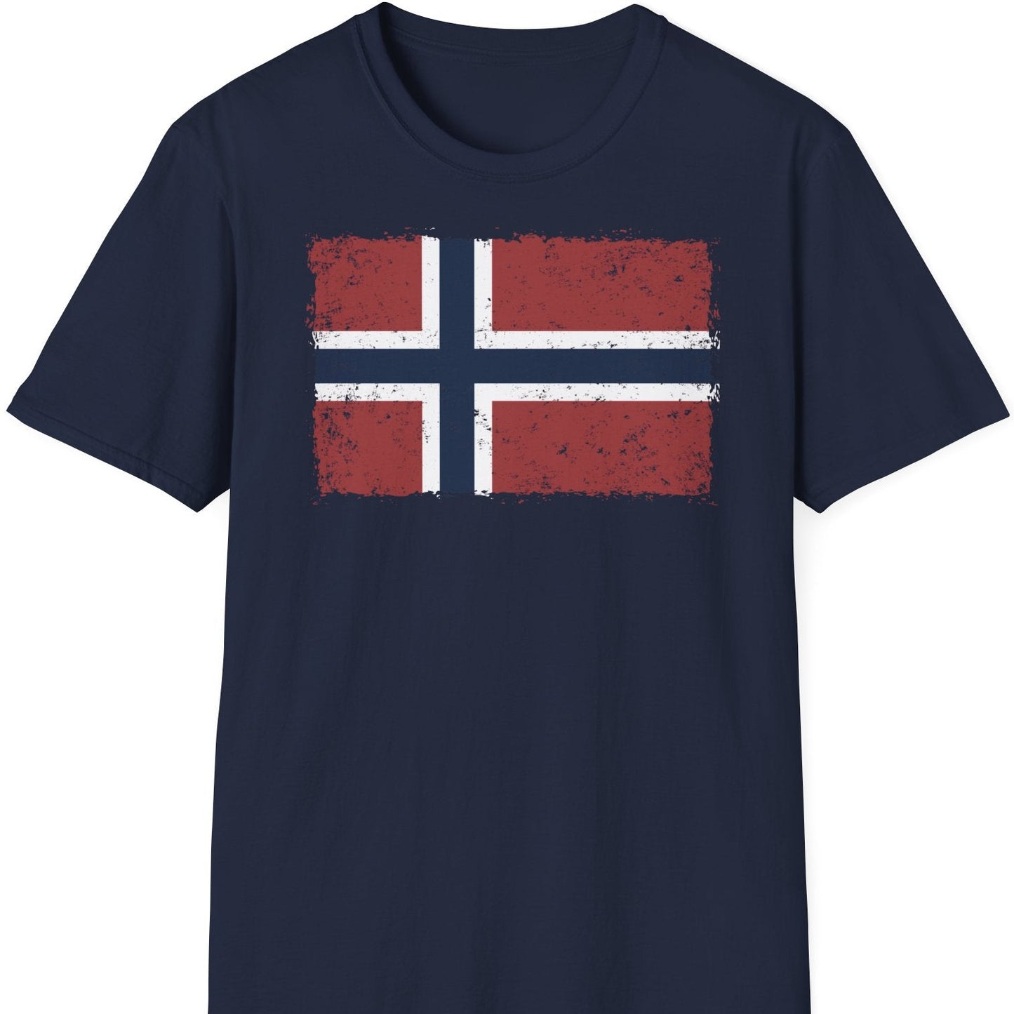 Mørk blå  t-skjorte med vintage norsk flagg