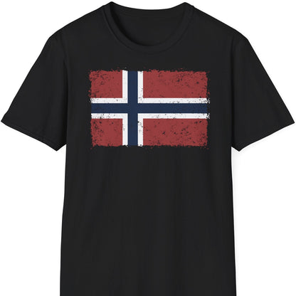 Svart t-skjorte med vintage norsk flagg