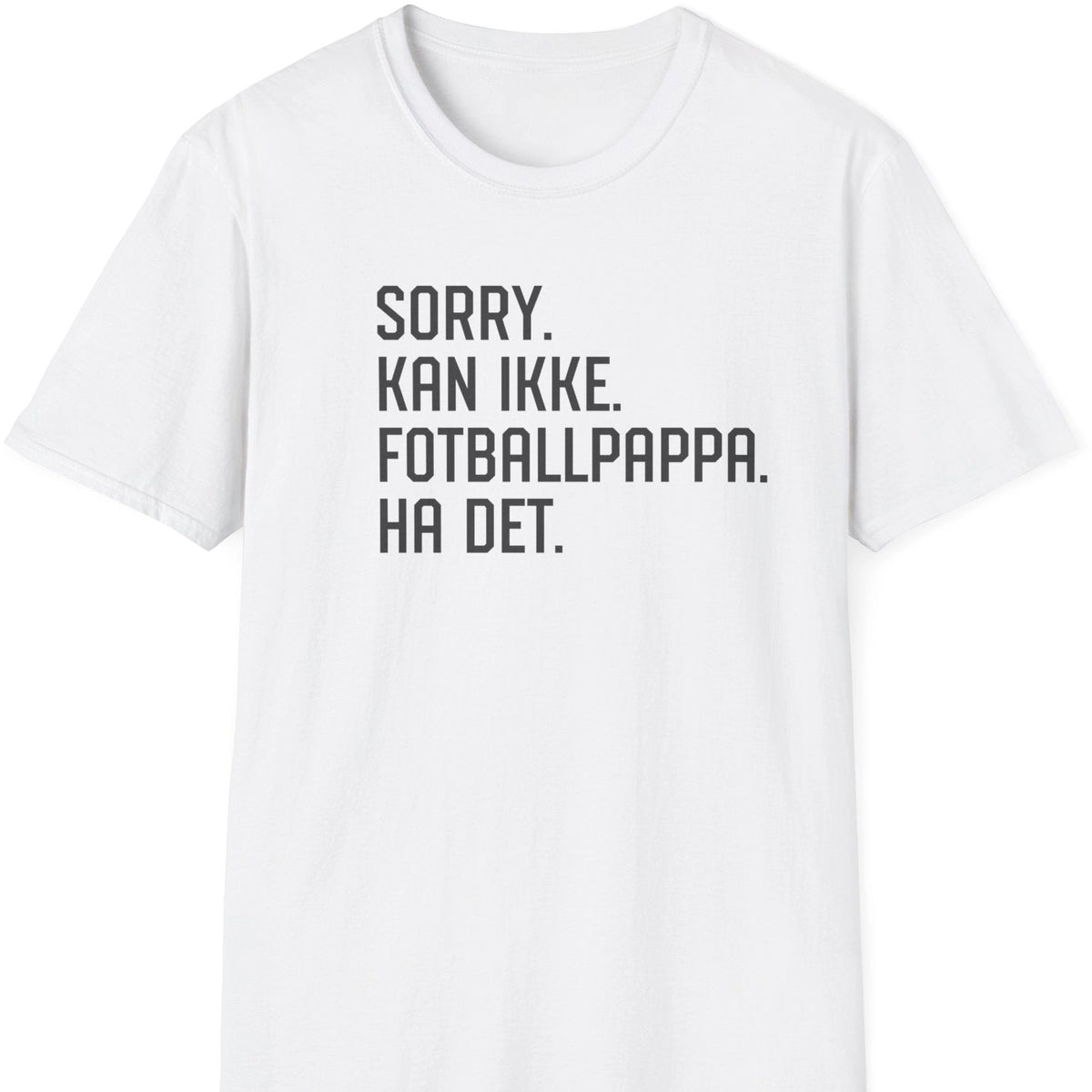 Hvit t-skjorte med fotballpappa-tekst