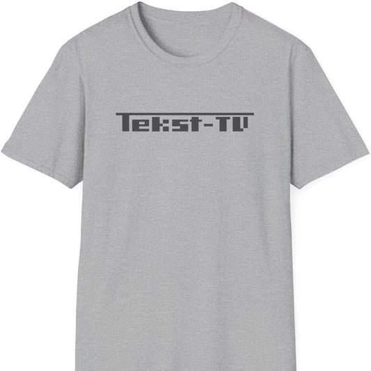 Lys gå T-skjorte med mørk grå Tekst-TV-logo