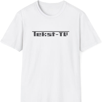 Hvit T-skjorte med mørk grå Tekst-TV-logo
