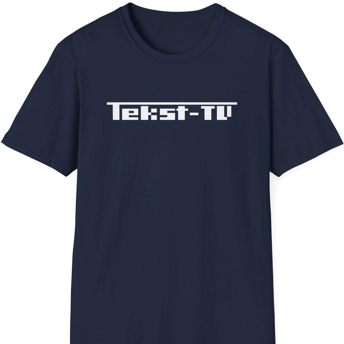 Navy T-skjorte med hvit Tekst-TV-logo
