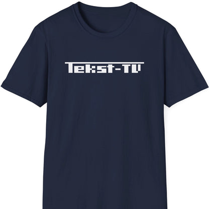 Navy T-skjorte med hvit Tekst-TV-logo